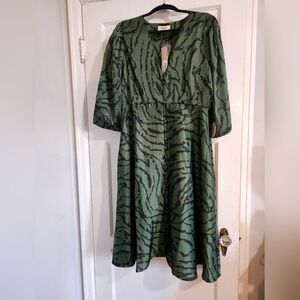 Retro Style Green Tiger Print Women's Dress